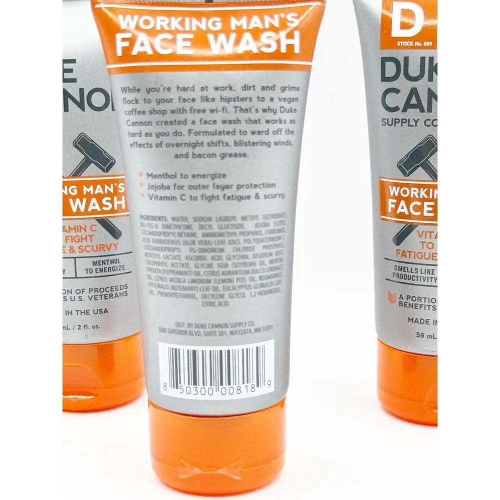 Duke Cannon Lot 5 Working Man's Face Wash 2 oz each Vitamin C Made in USA New